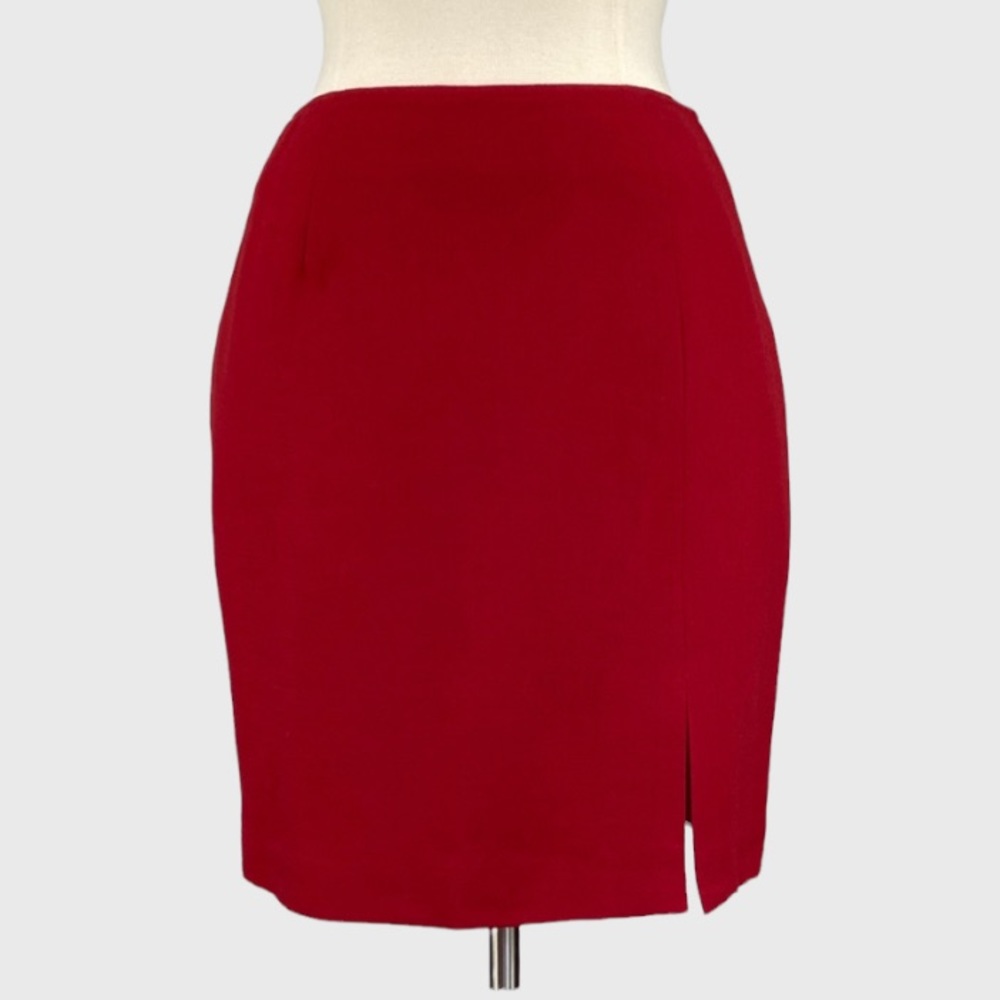 Hugo Buscati Womens Red Wool Straight Pencil Skirt Front Slit size 8